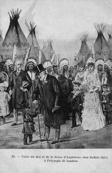 Buffalo Bill's Wild West. Visite du Roi et de la Reine d'Angleterre chez Buffalo Bill's à l'Olympia de Londres
