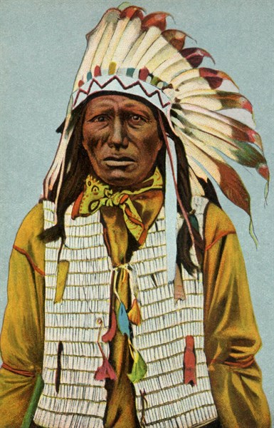 Carte postale représentant le chef Indien "Fleet Foot"