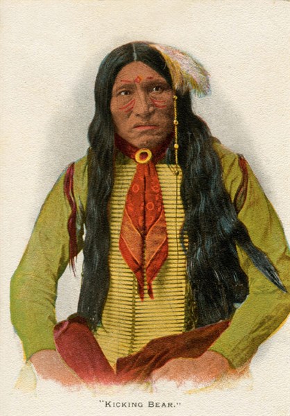 Carte postale représentant le chef indien "Kicking bear"