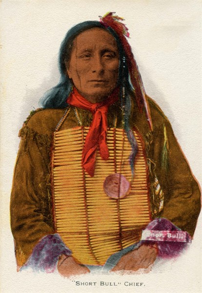 Carte postale représentant le chef indien "Short Bull"