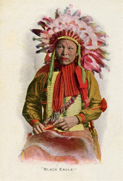 Carte postale représentant le chef Indien "Black Eagle"