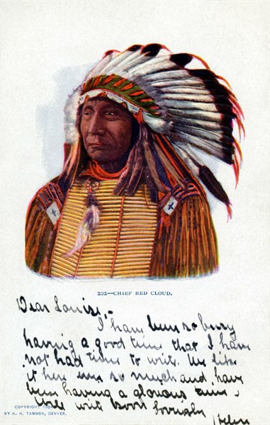 Carte postale représentant le chef Sioux "Red Cloud"