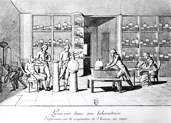 Lavoisier's experiments on human breathing while at rest