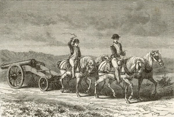 Transport des pièces d'artillerie, XVIIIème siècle
