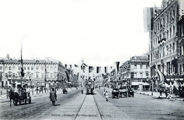 Nevsky Prospekt, or Nevsky Perspective
Road, on a celebration day in St. Petersburg
