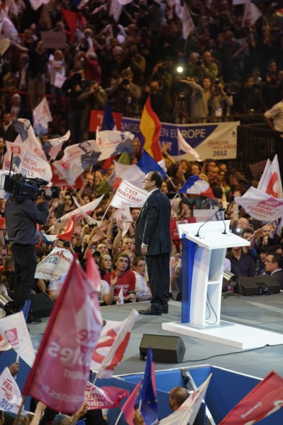 Meeting de François Hollande au Palais Omnisports de Paris Bercy