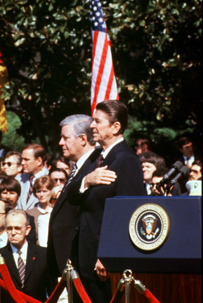 Helmut Schmidt et Ronald Reagan