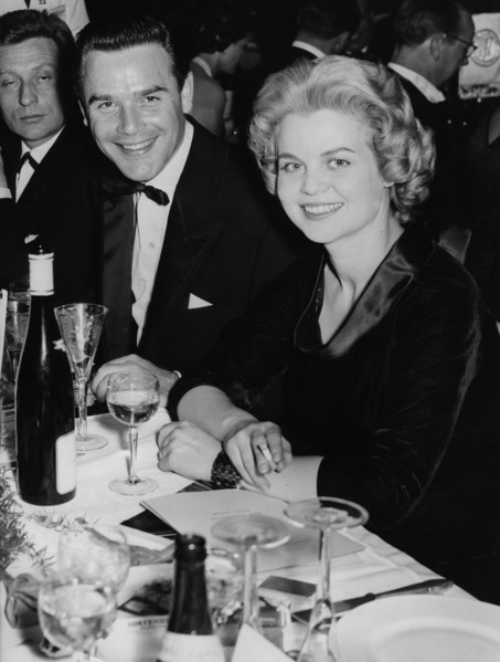 Joachim FUCHSBERGER and his wife Gundula KORTE, Filmball Frankfurt 1956