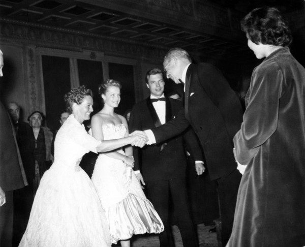 Magda and Romy SCHNEIDER, Karlheinz BÖHM, PAUL OF GREECE, Athens 1957