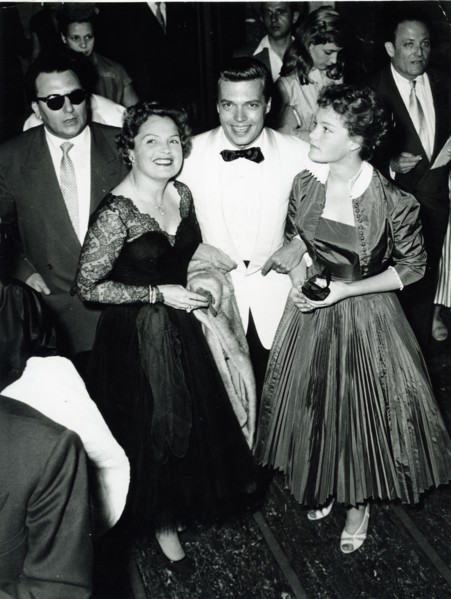 Magda SCHNEIDER, Karlheinz BÖHM and Romy SCHNEIDER, Berlin 1955