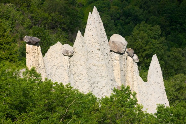 Euseigne, earth pyramids, Switzerland, Europe, canton Valais, nature reserve Val d'Hérens, natural monument, earth pillar, cliff