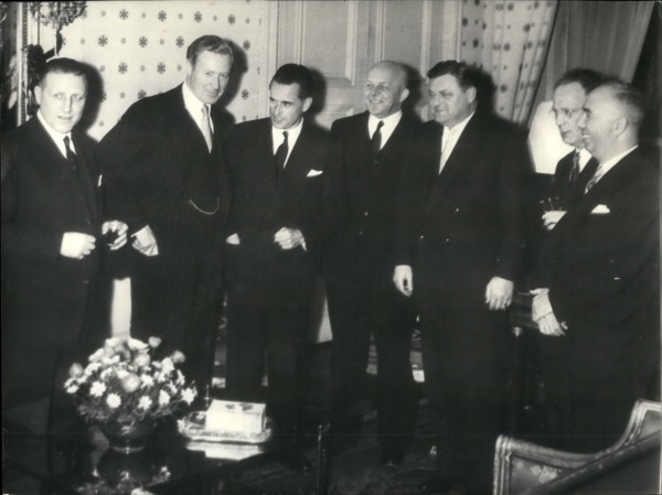 Feb. 26, 2012 - NATO's Defence Ministers in Paris. M. Chaban-Delmas, the French Defence Minister, invited to dinner his NATO colleagues who took part in the meeting held in Paris yesterday. From left ...