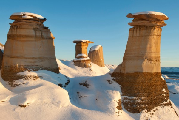 Drumheller Hoodoos, striking eroded badlands of Cretaceous sediments in area famous for dinosaur fossils, Drumheller, Alberta