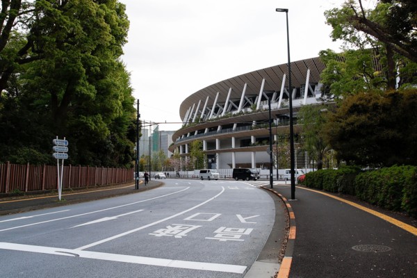 Tokyo, Japan. 8th Apr, 2021. A view of the New National Stadium, a venue for the Tokyo 2020 Olympic and Paralympic Games. Next April 14th will mark 100 days ahead of the Tokyo 2020 Summer Olympics and...