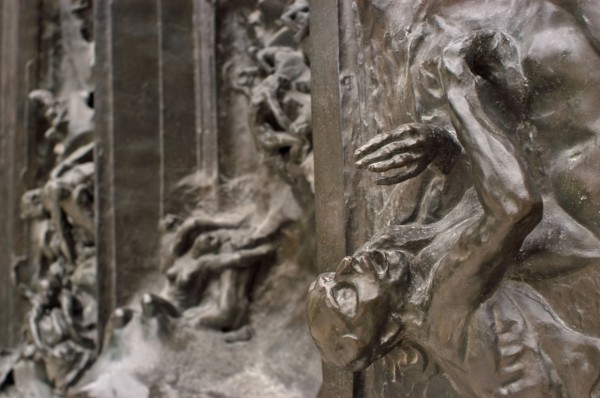 Paris, France. Musee Rodin in Rue de Varenne. Detail of The Gates Of Hell in the museum park