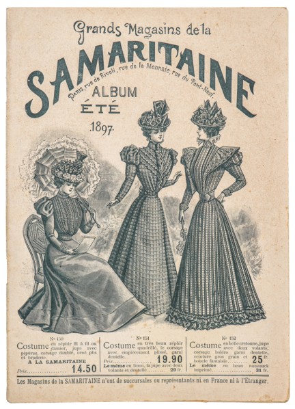 Antique fashion shop advertising, cover of original shopping catalog La Samaritaine, Paris, France, circa 1897