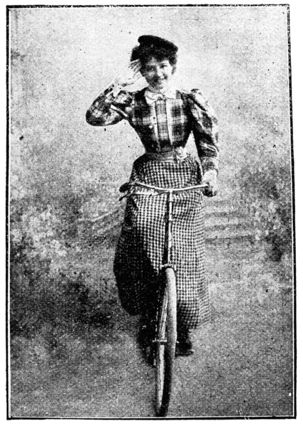 Women's sports dress, 1898. Illustration of the 19th century. White background.