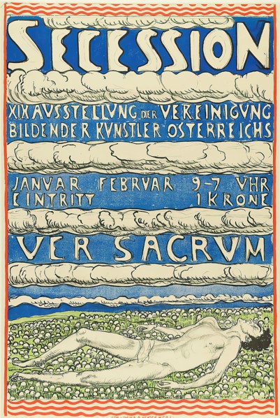 Ferdinand Hodler, Lithographic Institute Albert Berger, Secession. XIXth Exhibition of the Association of Austrian Visual Artists. Ver Sacrum, paper, lithograph, total: height: 94,5 cm; width: 63,6 cm...