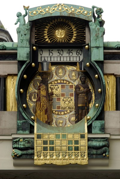 the jugendstil art nouveau ankeruhr anchor clock on the Hoher Markt in Vienna
