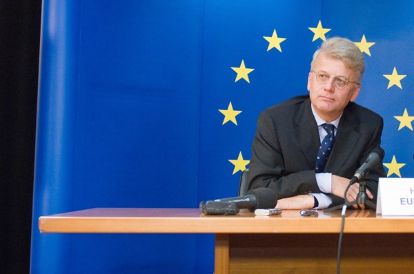 German ambassador Hansjˆrg HABER, Head of European Union Monitoring Mission to Georgia, holds a press briefing  on Friday, 24 October 2008 at European Council headquarters during his first visit to Br...