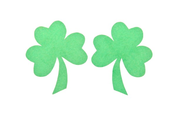 Paper St. Patrick shamrocks decoration on isolate white background