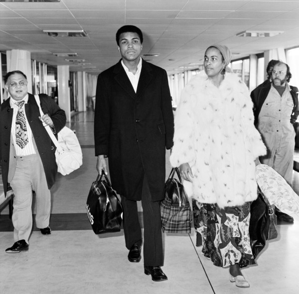 Boxer Muhammad Ali and wife Belinda at Heathrow Airport en route to Beruit from New York. 2nd March 1974