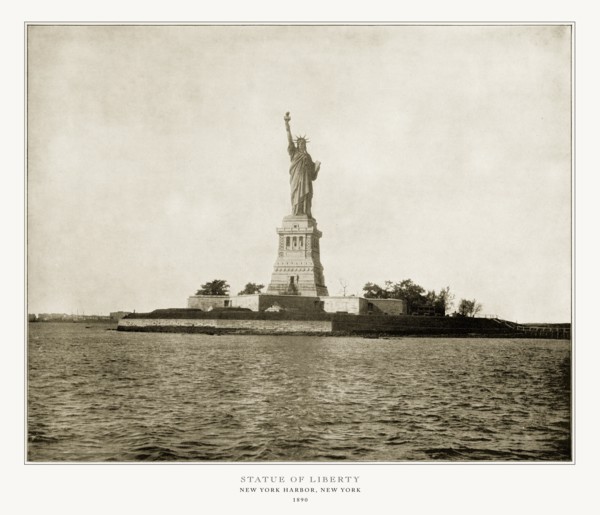 Statue of Liberty, New York Harbor, New York, United States, Antique American Photograph, 1893