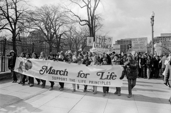 Pro-Life supporters at the White House on January 22, 1979, peacefully demonstrating for the life of unborn humans, and against the government-sanctioned killing of the unborn through abortion. (USA)