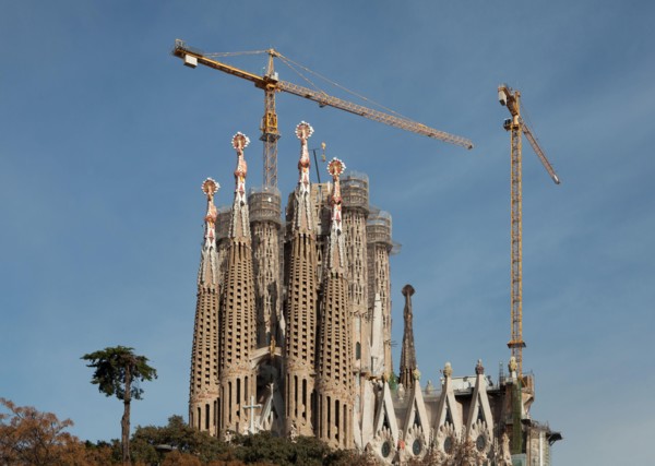 Construction works on the Sagrada Família (Basílica de la Sagrada Família) designed by Catalan modernist architect Antoni Gaudí in Barcelona, Catalonia, Spain. The actual stage of the construction wor...