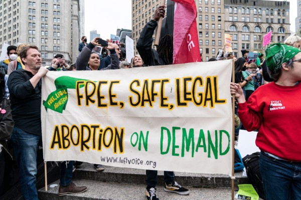 New York, USA. May 3, 2022, New York, New York, United States: More than 3 thousand people rally on Foley Square for abortion rights for women in light of Supreme Court leak showing that conservative ...