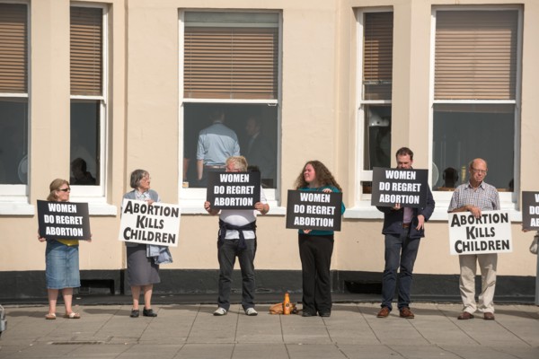 Anti-abortion campaigners at the Labour Party Conference in Brighton.