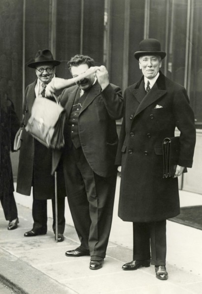 Council of Ministers of the Elysee: French politicians Edouard Herriot (center), René Renoult, and de Monzie, Paris, France
