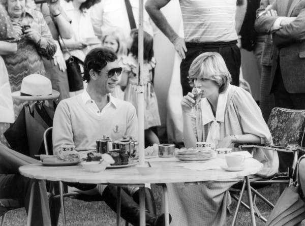 DIANA, PRINCESS OF WALES with Prince Charles at a Windsor polo match about 1980