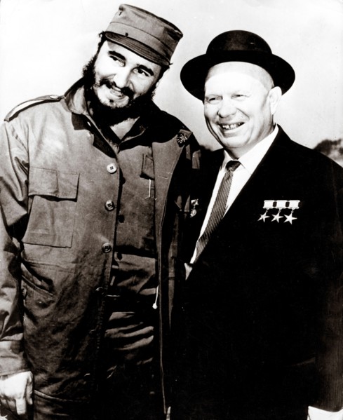 Cuban revolutionary leader FIDEL CASTRO and Soviet Union leader Nikita Sergeyevich Khrushchev .