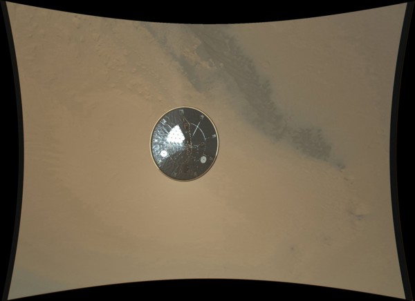 Curiosity rover Heat Shield during descent to the surface of Mars