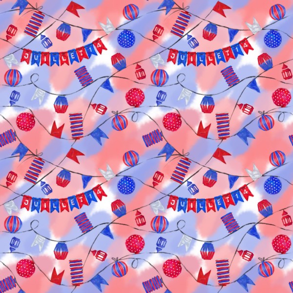 Bastille Day Street Decorations Seamless Pattern. Lanterns and Flags Seamless Rapport for Background, Print, and Textile. France Patriotic Design.