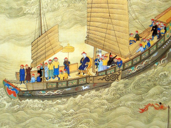 China: The Kangxi Emperor on tour. Detail of handscroll painting, early 18th century.

Emperor Kangxi, personal name Xuanye and temple name Shengzu, was the fourth ruler of the Qing Dynasty and the se...