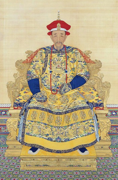 Portrait of the Kangxi Emperor in Court Dress, by anonymous court artists. Late Kangxi period. Hanging scroll, colour on silk. The Palace Museum, Beijing