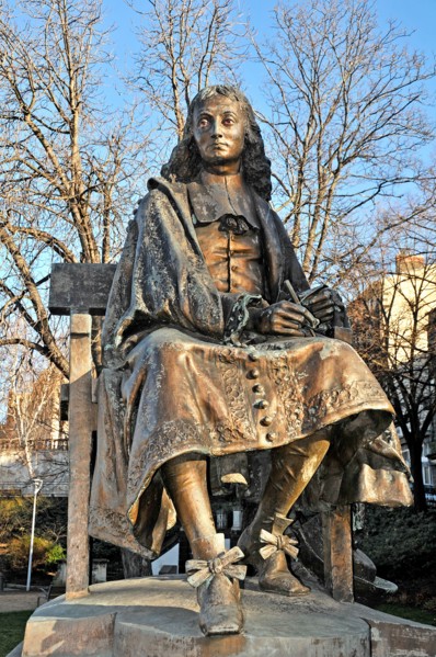 Blaise Pascal statue in Pascal square, sculpture réalisée par Eugène Guillaume (1822-1905), Clermont-Ferrand, Puy-de-Dome, Auvergne, France