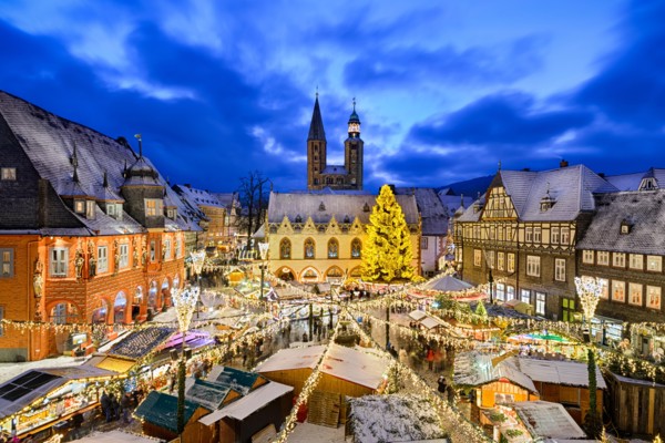 Christmas market at night in Goslar, Germany