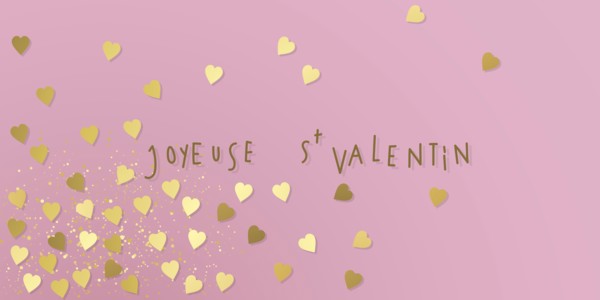 French Happy valentines day hearts illustration love banner