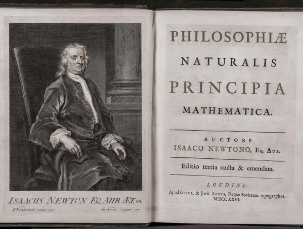 Philosophiæ Naturalis Principia Mathematica, or Mathematical Principles of Natural Philosophy, commonly known as the Principia by Sir Isaac Newton.  Newton published the Principia in three volumes, in...