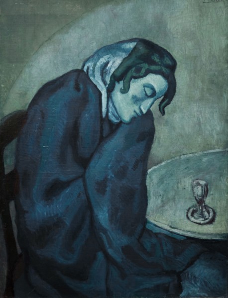 Painting 'Sleeping Drinker' by Pablo Picasso (1902) on display in the Museum of Fine Arts (Kunstmuseum Bern) in Bern, Switzerland.