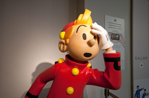 Statue of Tintin (character created by Hergé in 1929), Comics Art Museum, Brussels, Belgium