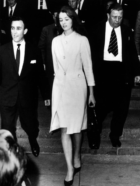 Christine Keeler seen here leaving the Old Baily Keeler who was partner of Stephen Ward and had an affair with Russian Embassy attache Eugene Ivanov and Minister for War John Profumo LMAH003