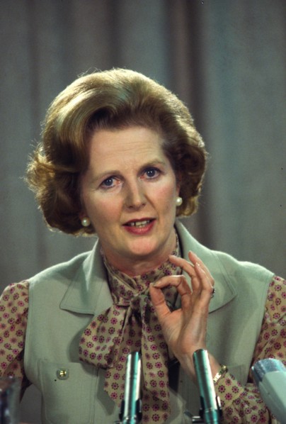 Prime Minister Margaret Thatcher at a political conference in the 1980s London England United Kingdom