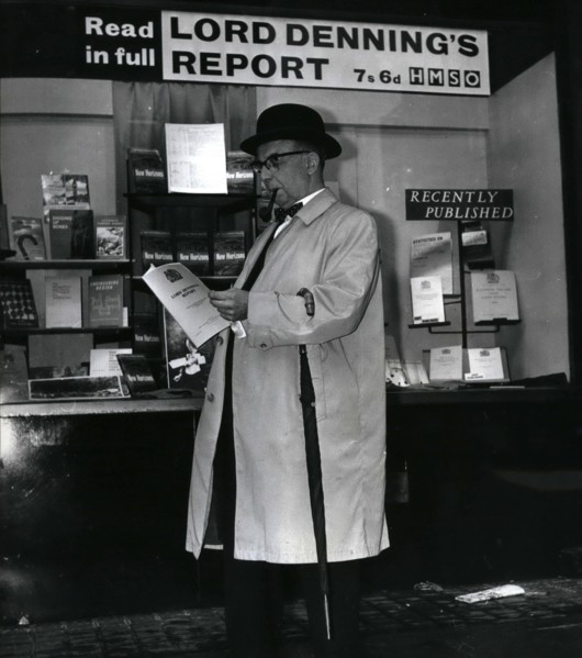 Sep. 09, 1963 - Lord Denning's report published. businessmen read it Lord Denning's report on the security aspects of the profumo affair published by the stationery office at 12.30 am today. photo sho...