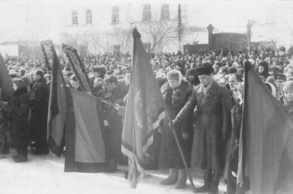 At a mourning rally about the death of Stalin in 1953.