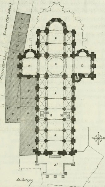 . Description de l'abbaye du Mont Saint-Michel et de ses abords : précédée d'une notice historique. gure 20 donne le plan de lÉglise après son achève-ment, en 1135, el des bâtiments abbatiaux à la mêm...