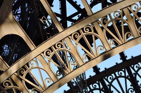 Eiffel Tower detail in Paris, France